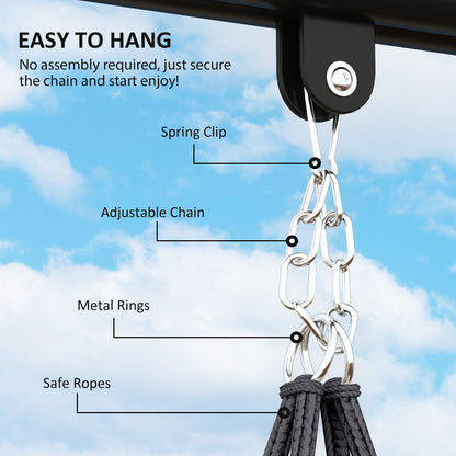 Hammock Chair, Boho Hanging Swing Chair with Cushion, Dark Grey