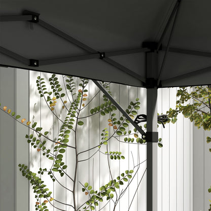5 x 3(m) Pop Up Gazebo with Extend Dual Awnings, 1 Person Easy up Marquee Party Tent with 1-Button Push, Double Roof, Sandbags,