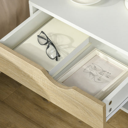 Set of 2 Bedside Table with Drawer & Shelf, Nightstand for Bedroom