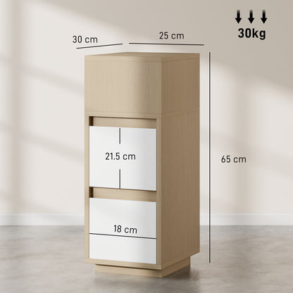 Slim Bedside Table, Bedside Cabinet with Open Shelf and 2 Drawers