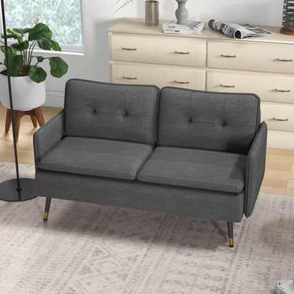 Modern Upholstered Two Seater Sofa for Bedroom Living Room Dark Grey