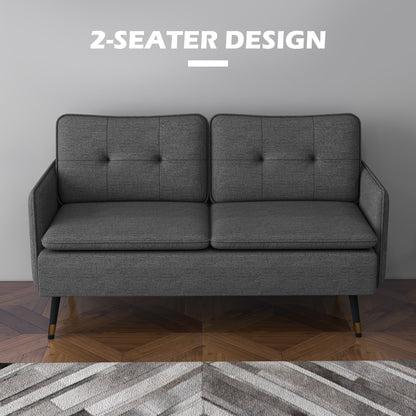 Modern Upholstered Two Seater Sofa for Bedroom Living Room Dark Grey