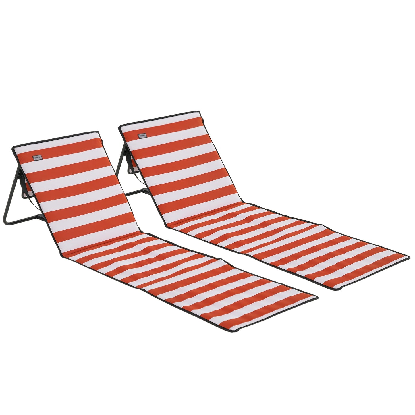 Garden Beach Chair Mat, Sun Lounger Seats with Adjustable Back - Orange/white