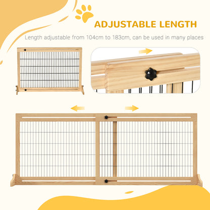 Adjustable Wooden Pet Gate Freestanding Dog Barrier for Doorway