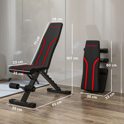 Foldable Weight Bench with 6-Level Backrest, Leg Extension