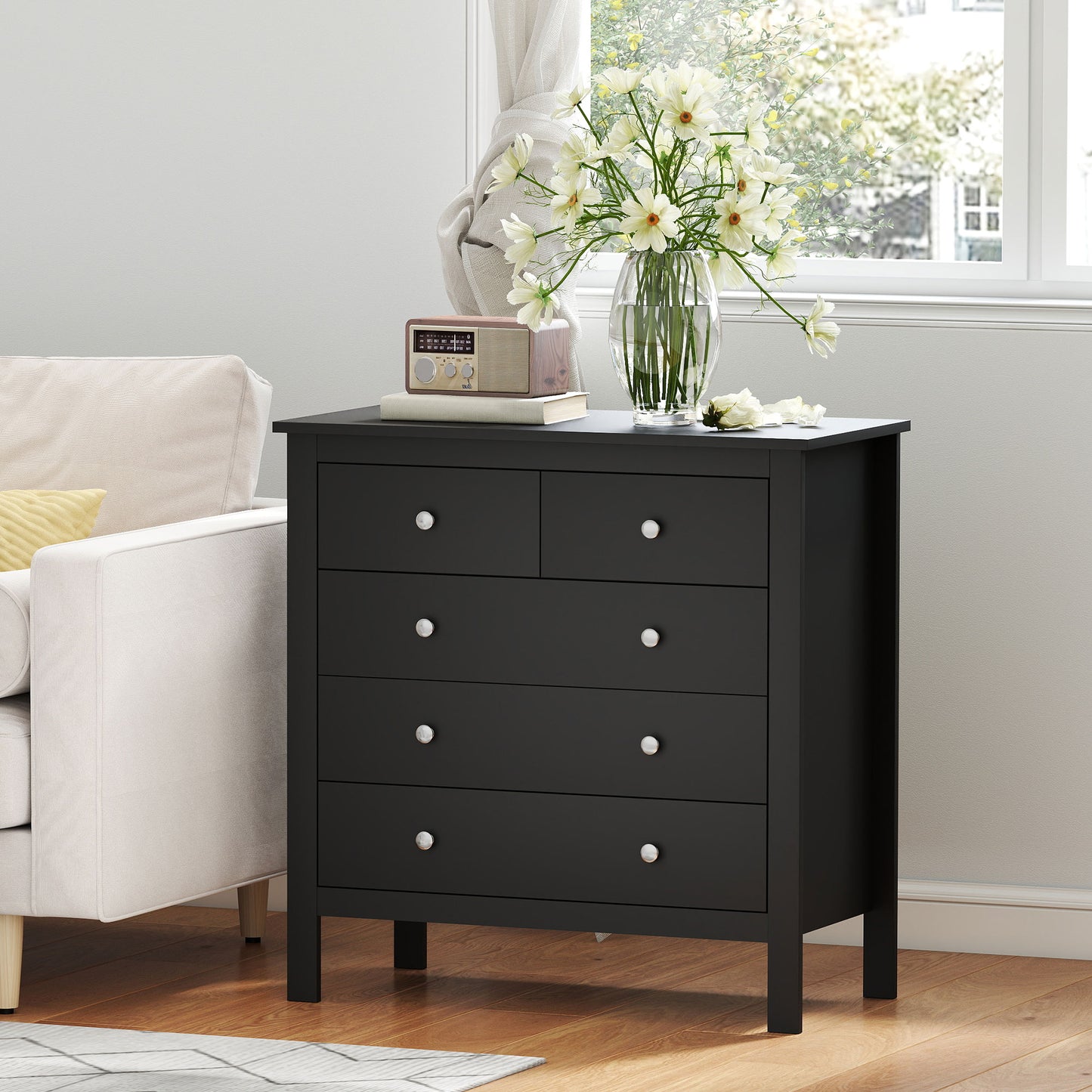 Modern Chest Of Drawers, 5 Drawer Unit Storage Chest for Bedroom
