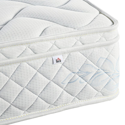 King Mattress, Pocket Sprung Mattress in a Box with Breathable Foam and Individually Wrapped Spring, 200cmx150cmx22.5cm, White