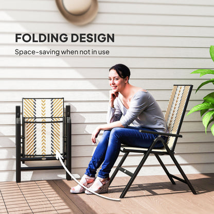 Rattan Folding Chair w/ 5-Position Adjustable Backrest, Orange