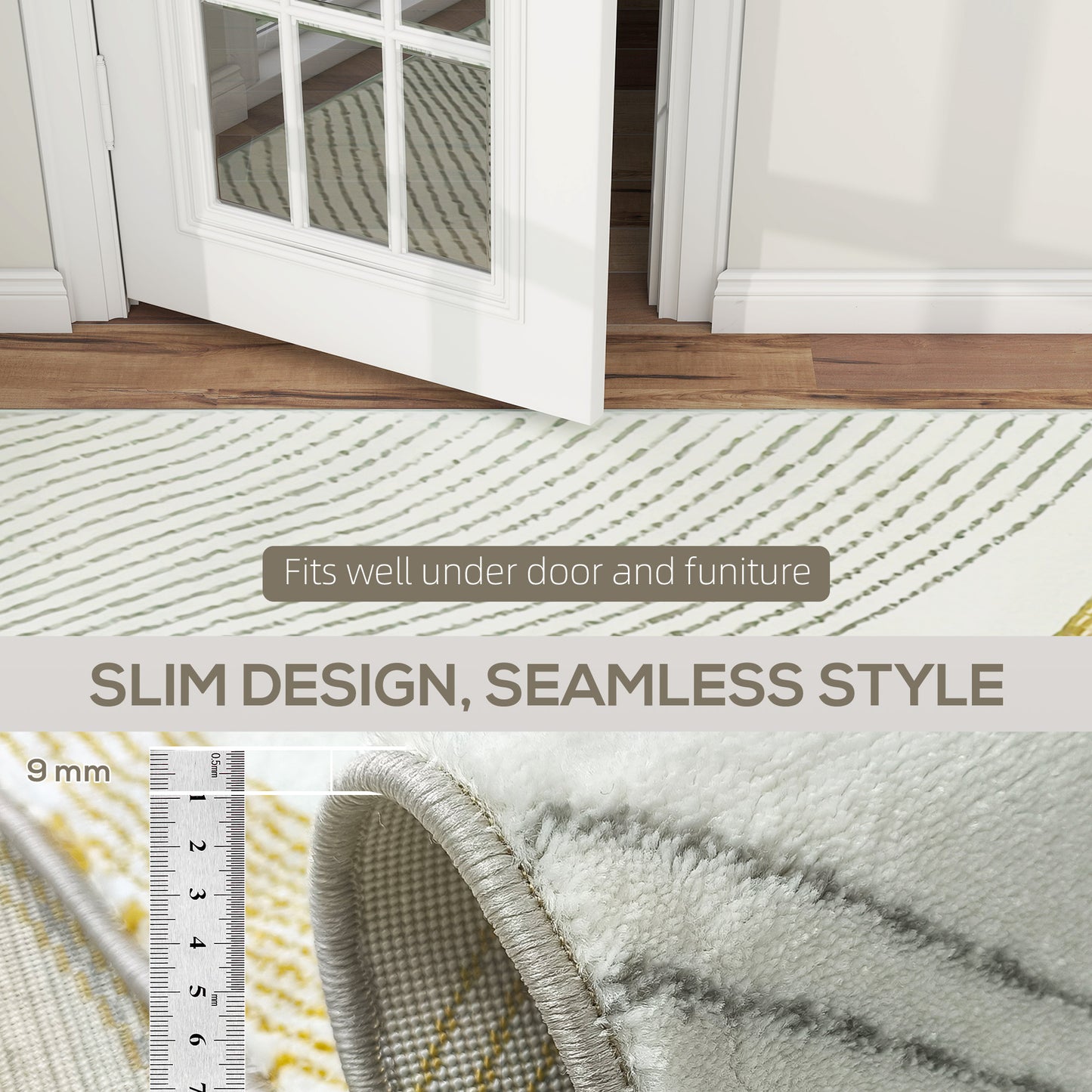 Machine Washable Rug, Allergy-Friendly Floor Carpet, Cream White