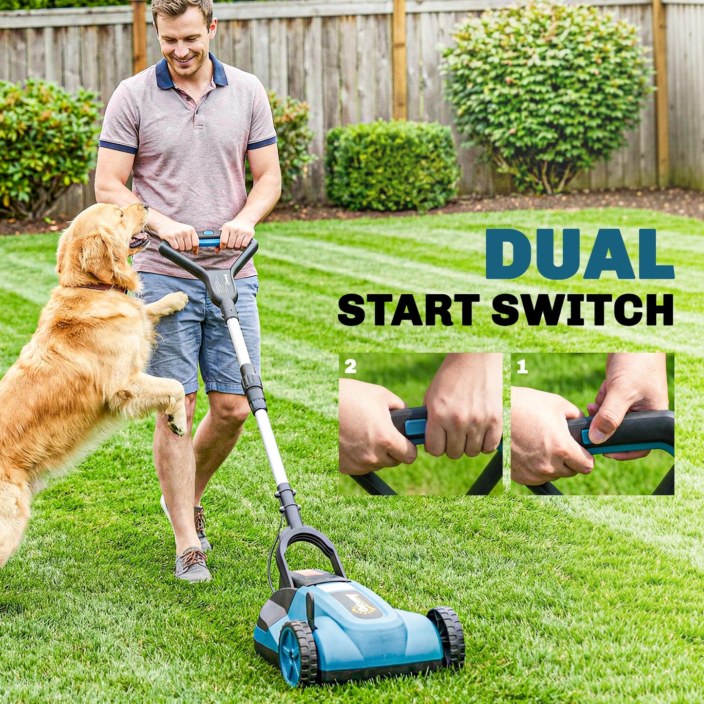 18V Cordless Lawnmower with 2 x 4Ah Batteries & Charger