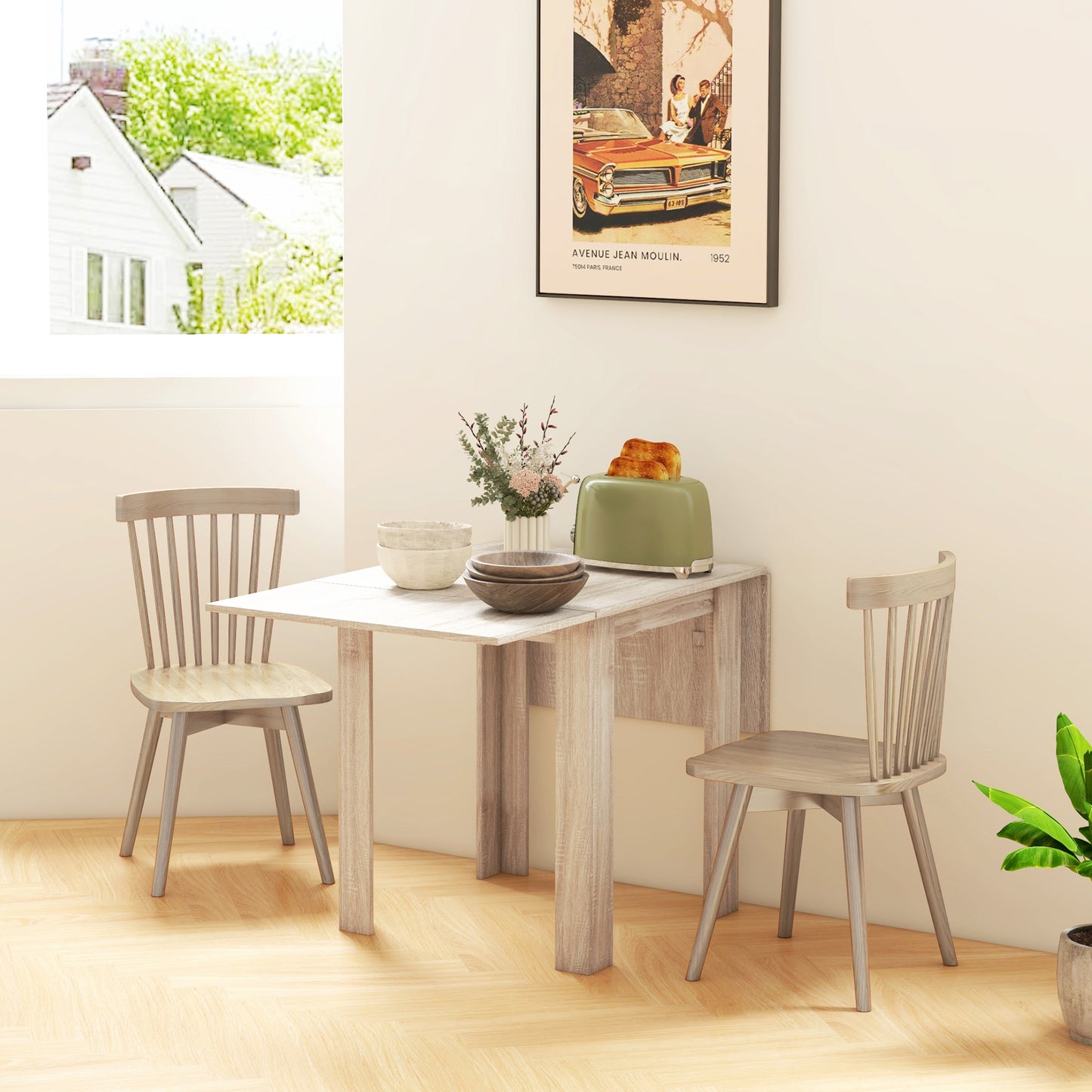 Folding Dining Table Extendable Kitchen Table Drop Leaf Table for 2-4