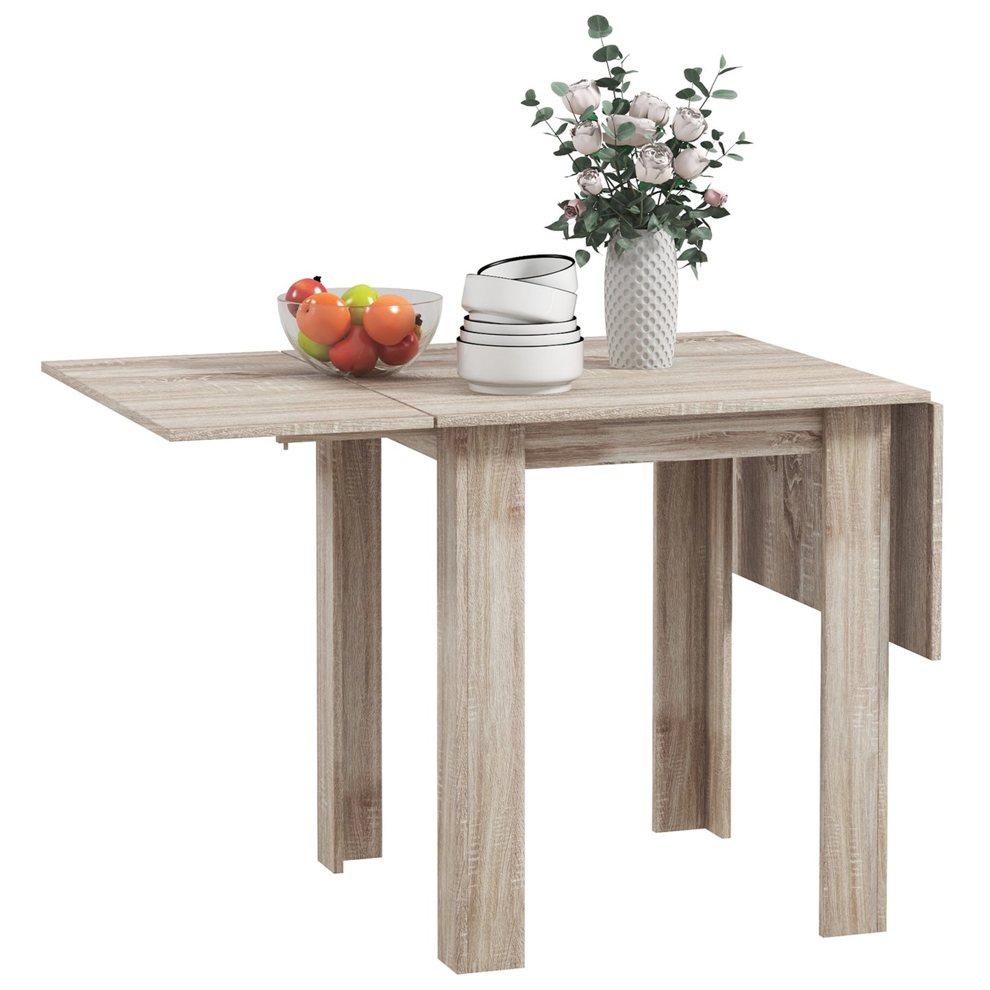 Folding Dining Table Extendable Kitchen Table Drop Leaf Table for 2-4
