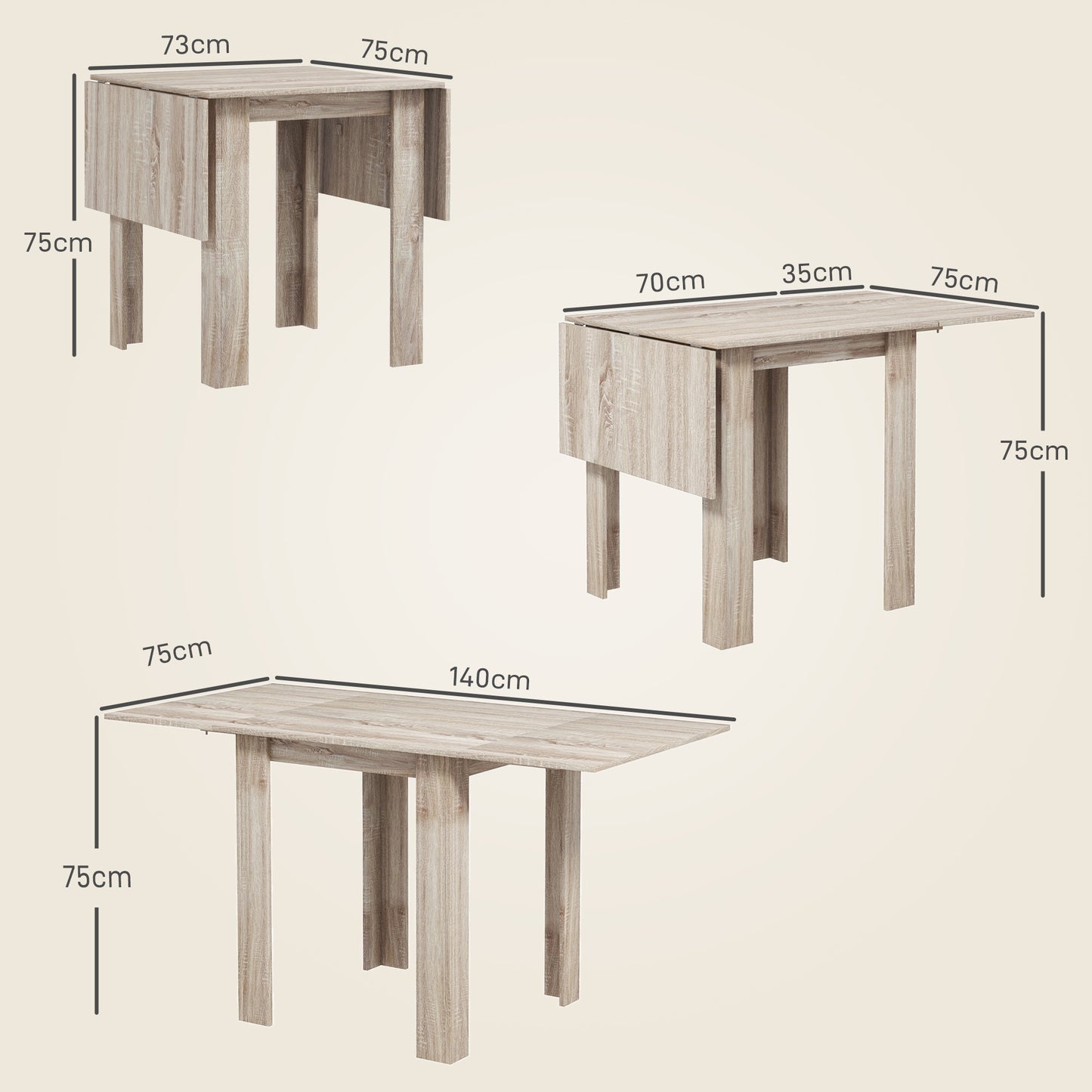 Folding Dining Table Extendable Kitchen Table Drop Leaf Table for 2-4