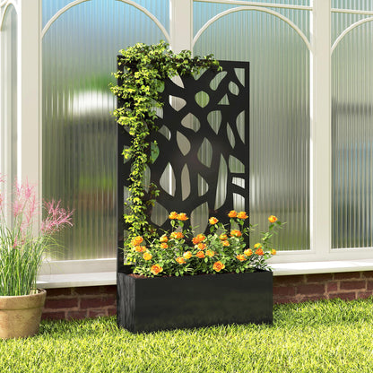 Metal Raised Garden Bed with Trellis, Outdoor Planter Box