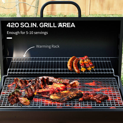 Outdoor Wheeled Barrel Charcoal Barbecue Grill Trolley, Black