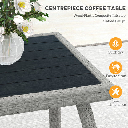 4 Piece Rattan Garden Furniture Set with Adjustable Back, Grey
