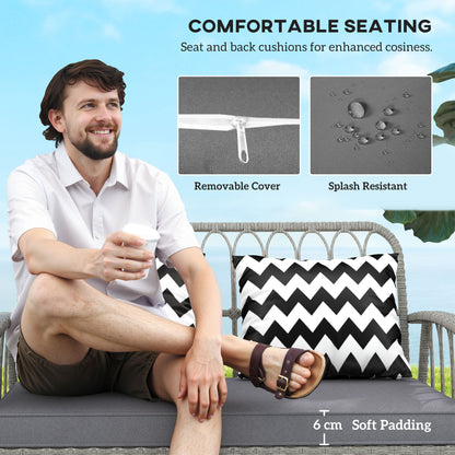 4 Piece Rattan Garden Furniture Set with Adjustable Back, Grey