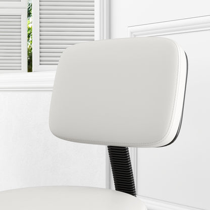 Adjustable Swivel Salon Chair Padded Seat Back 5 Wheels White