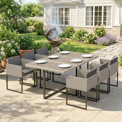 Rattan Garden Furniture Set, Rattan Table and Chairs with Cushions