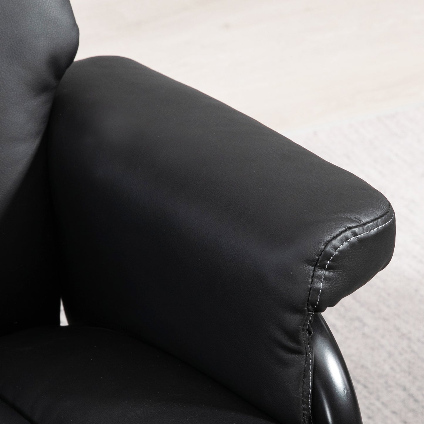 PU Leather Swivel Recliner Armchair with Ottoman, Black