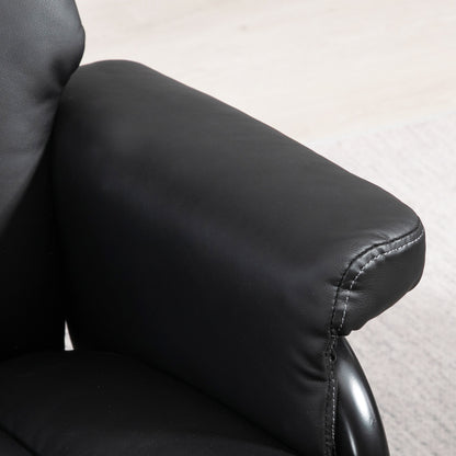 PU Leather Swivel Recliner Armchair with Ottoman, Black