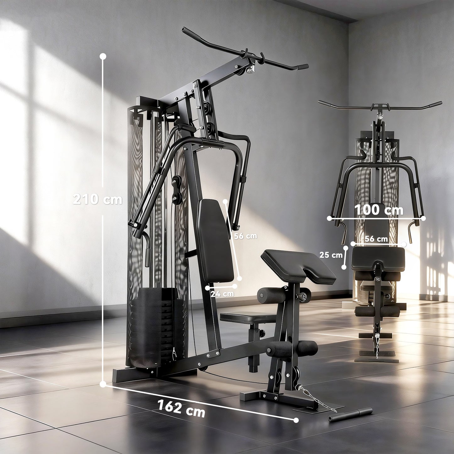Multi Gym with Adjustable Seat & Back, 45kg Weight Stack