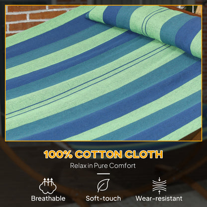 Hammock with Stand, Triple-Head Wood Hammock with Cotton Bed, Blue