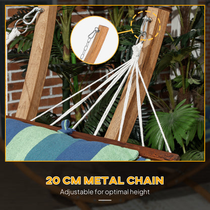 Hammock with Stand, Triple-Head Wood Hammock with Cotton Bed, Blue