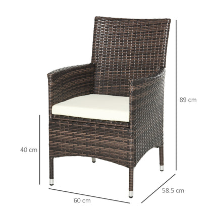 4 PC Rattan Chair Set, Patio Chairs Set, Cushioned Outdoor Rattan Furniture
