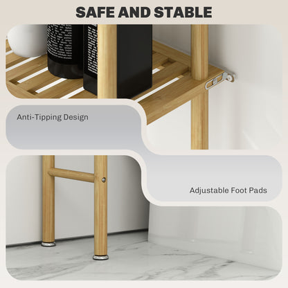 Bamboo Over Toilet Storage Unit with 3 Slatted Shelves, Natural