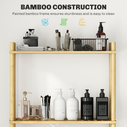 Bamboo Over Toilet Storage Unit with 3 Slatted Shelves, Natural