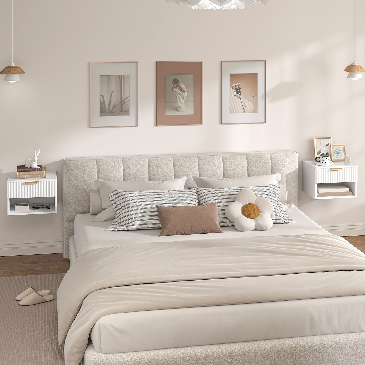 Floating Nightstands Set of 2, Modern Wall Mounted Bedside Tables