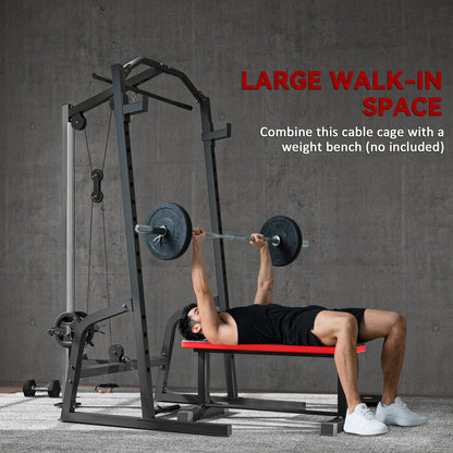 Cable Crossover Machine with Pulley System, Squat Rack