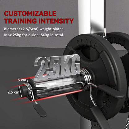 Cable Crossover Machine with Pulley System, Squat Rack
