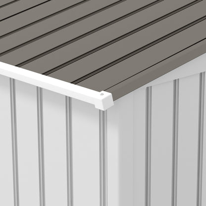 9 x 6FT Galvanised Garden Storage Shed with Sliding Door, Silver
