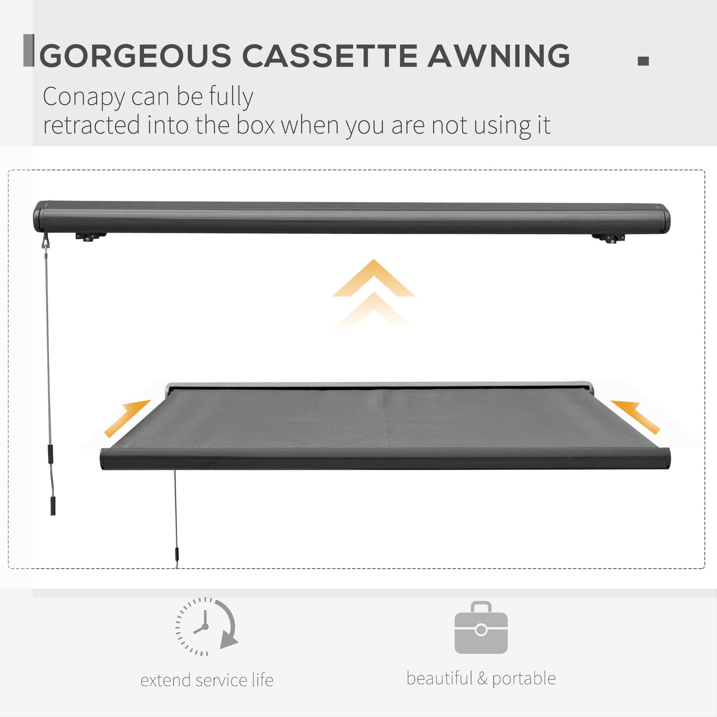 DIY Retractable Canopy with Remote Controller for Patio, Grey