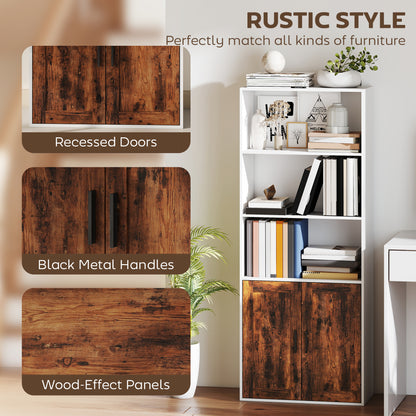 5-Tier Bookcase, Tall Bookshelf with Adjustable Shelf, Rustic Brown