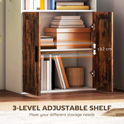 5-Tier Bookcase, Tall Bookshelf with Adjustable Shelf, Rustic Brown