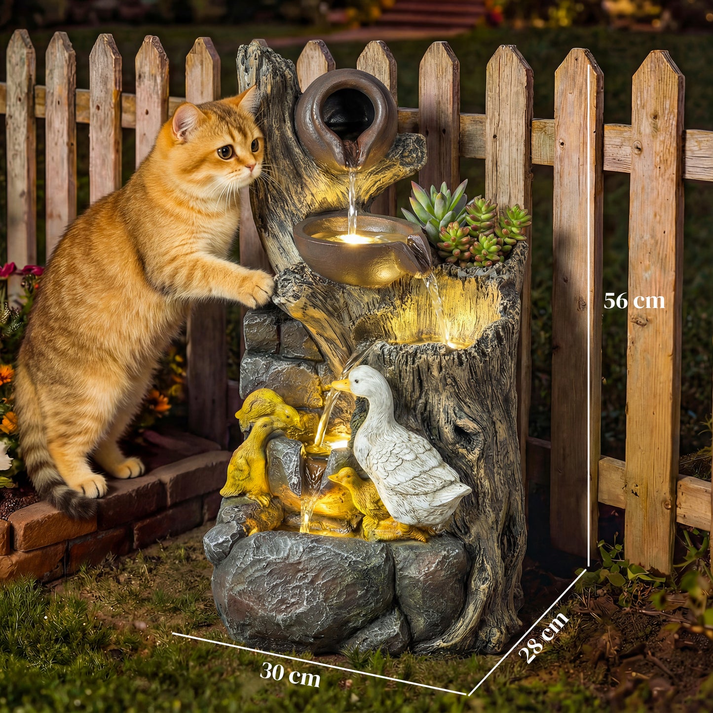 5-Tier Outdoor Waterfall Fountain, Water Feature with LED Lights
