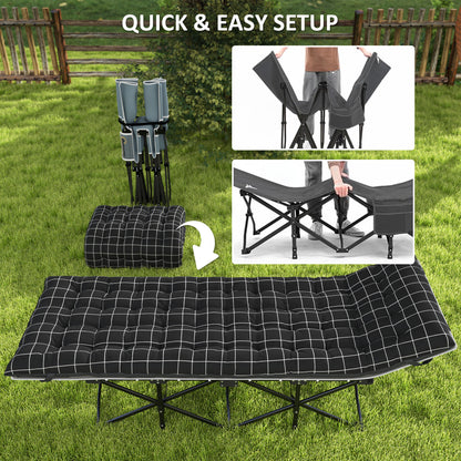 Camping Cot for Adults with Mattress, Folding Bed, Black
