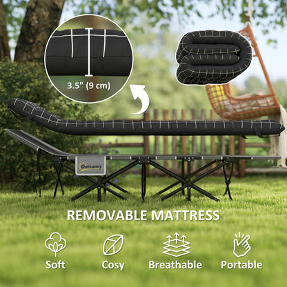 Camping Cot for Adults with Mattress, Folding Bed, Black
