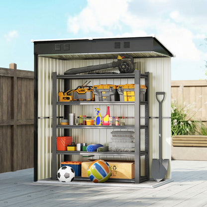 5 x 3 ft Lean-to Garden Shed, Outdoor Storage Shed, Dark Grey