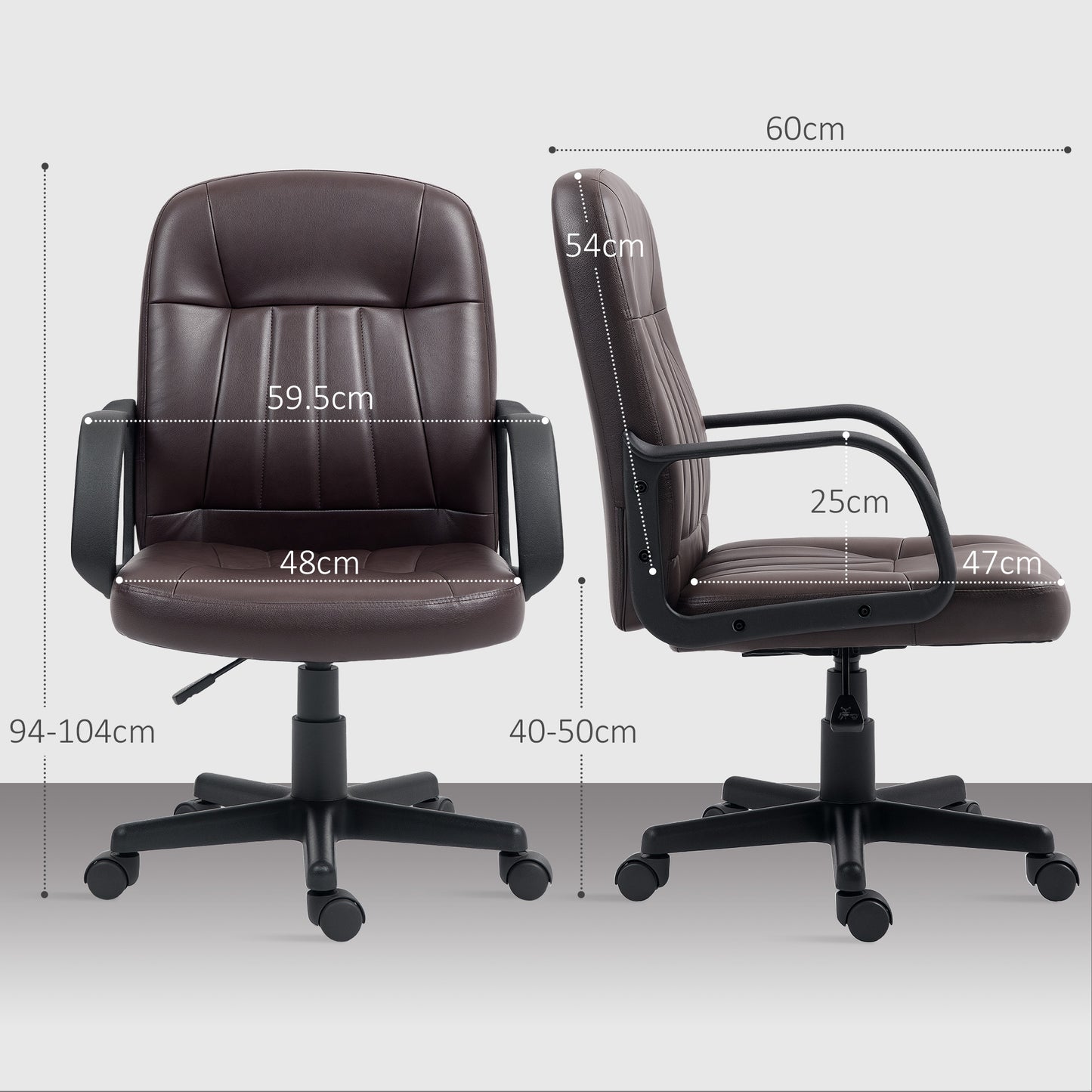 PU Leather Office Chair Swivel Home Computer Desk Chair, Dark Brown