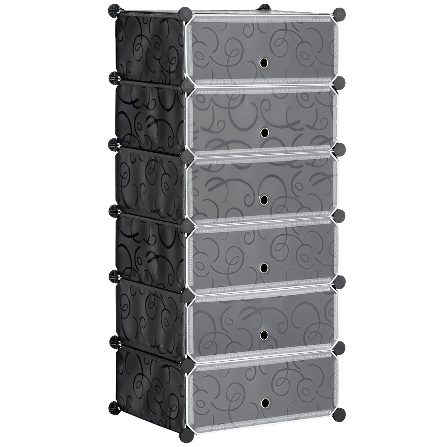 6 Tier Shoe Rack Plastic Storage Cabinet Modular Shoe Tower Black