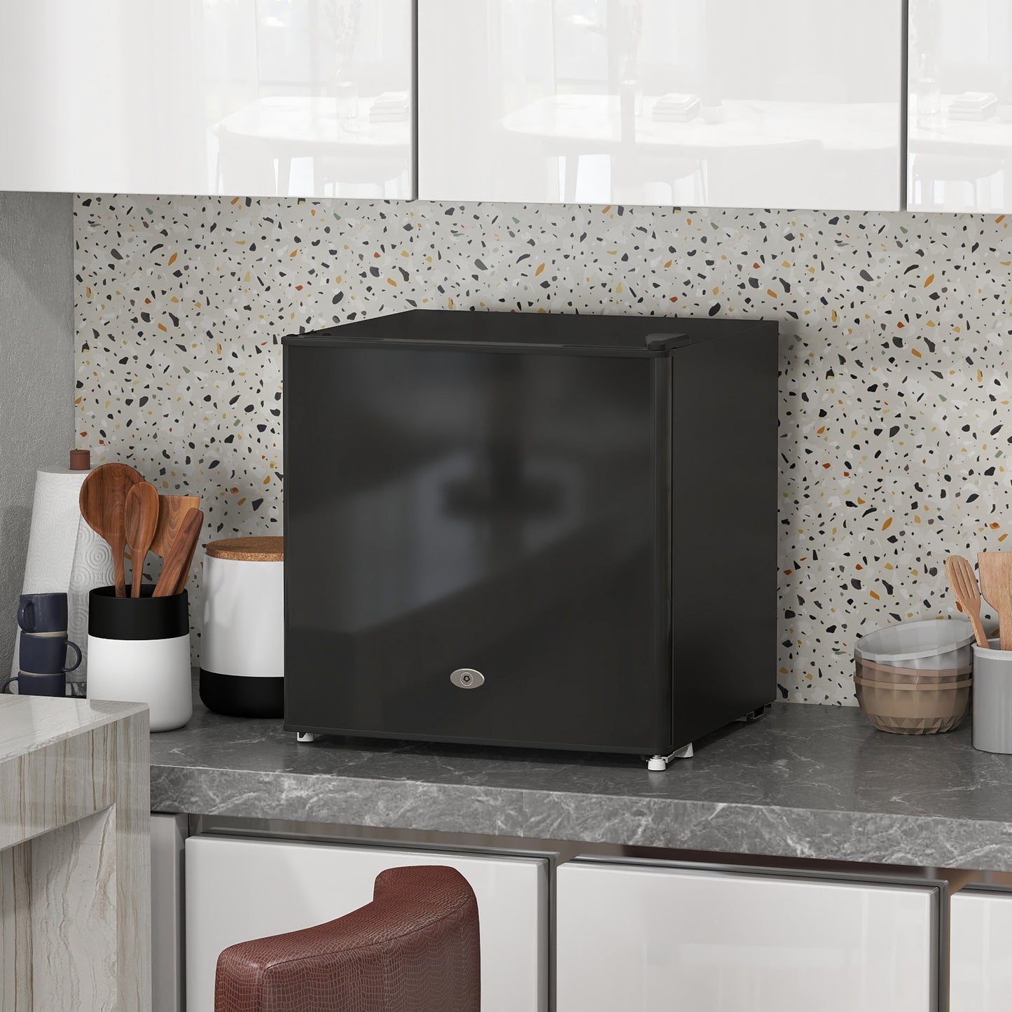 35L Tabletop Freezer with Removable Wire Shelf and Two Keys, Black