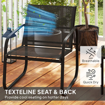 Garden Bistro Set, Metal Garden Furniture Set with Mesh Chairs