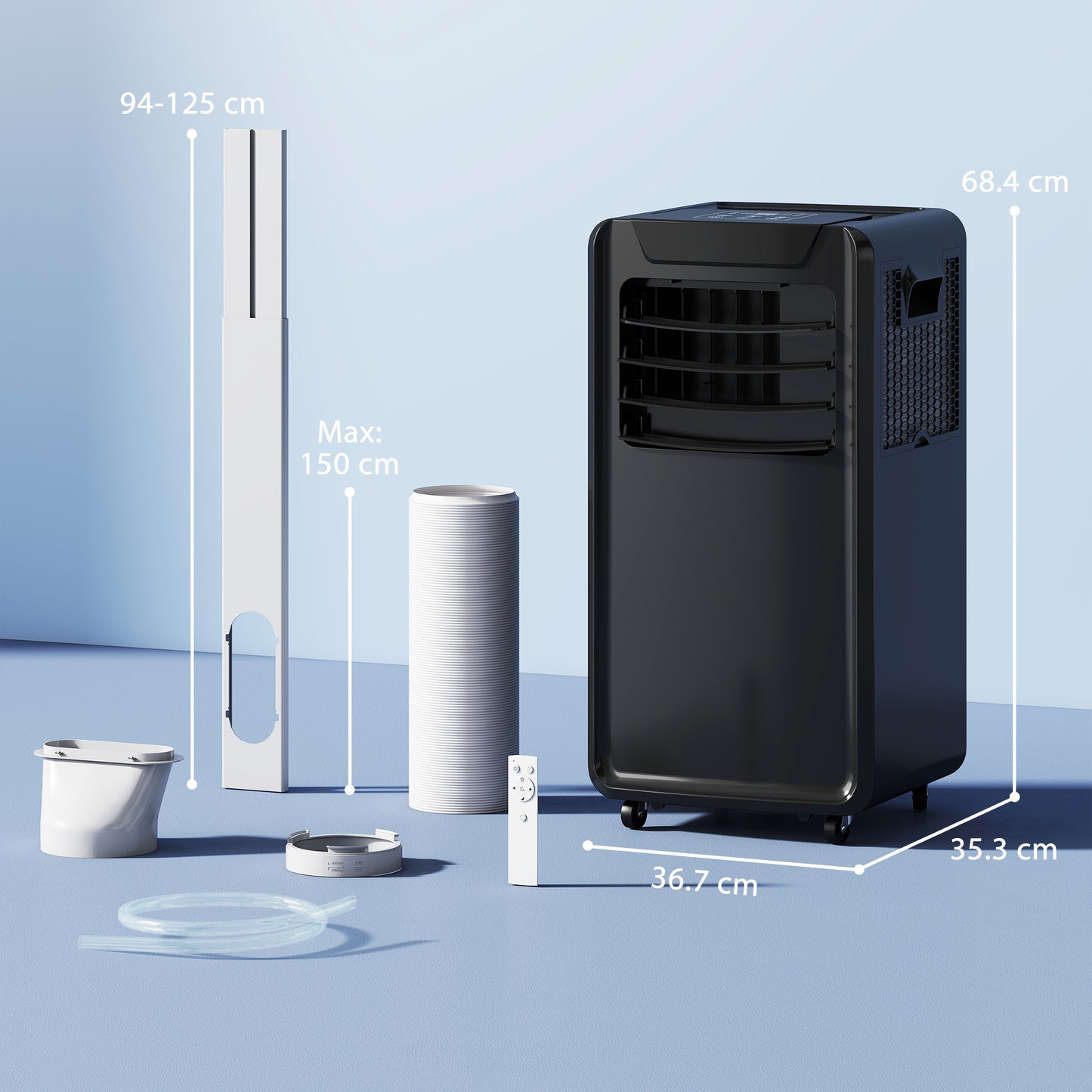 10000 BTU Mobile Portable Air Conditioner Room Ac Unit w/ RC, Black