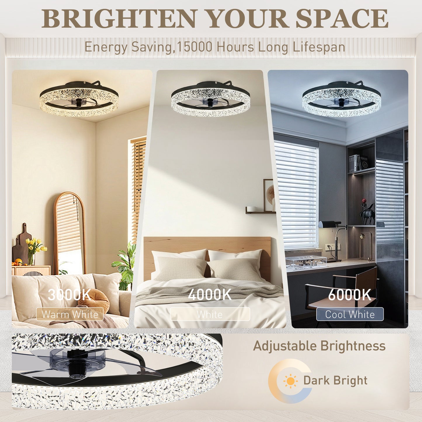 Ceiling Fans with Lights and Remote & App Control for Bedroom, Black