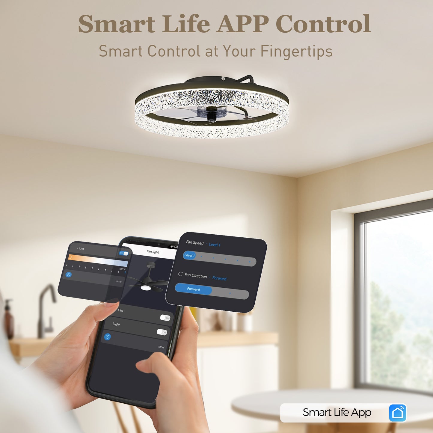 Ceiling Fans with Lights and Remote & App Control for Bedroom, Black