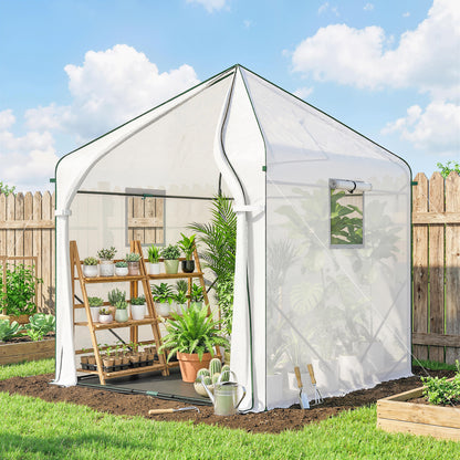 Large Plant House with Roll-up Door White